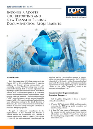 DDTC Tax Newsletter - Indonesia Adopts CbC Reporting and New Transfer Pricing Documentation Requirements