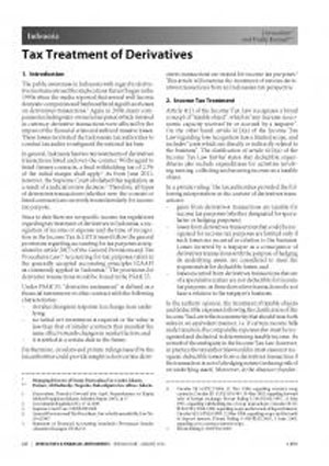 International Publication - Tax Treatment of Derivatives
