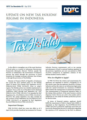 Newsletter - Update on New Tax Holiday Regime in Indonesia