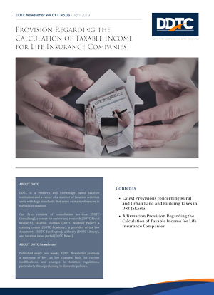 Newsletter - Provision Regarding the Calculation of Taxable Income for Life Insurance Companies