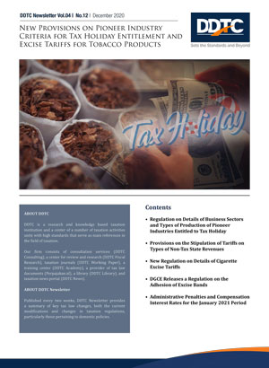 Newsletter - New Provisions on Pioneer Industry Criteria for Tax Holiday Entitlement and Excise Tariffs for Tobacco Products